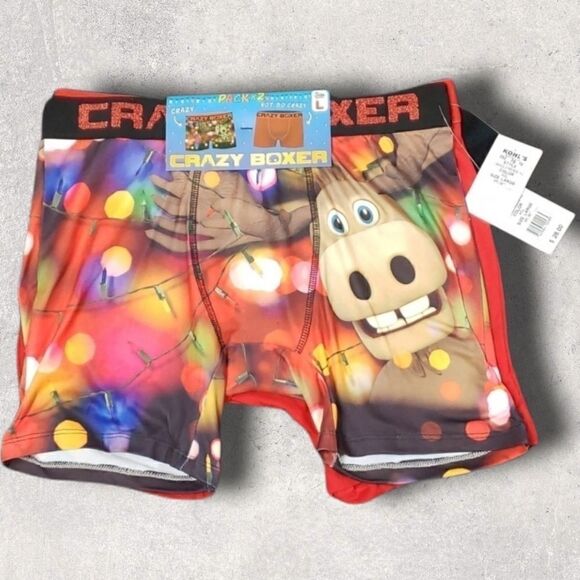 2 PACK REINDEER CHRISTMAS BOXER BRIEFS - Picture 1 of 10